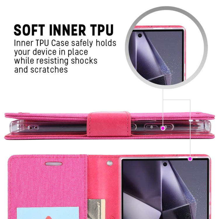 For Samsung Galaxy S24 Ultra 5G GOOSPERY CANVAS DIARY Fabric Texture Flip Leather Phone Case(Red)