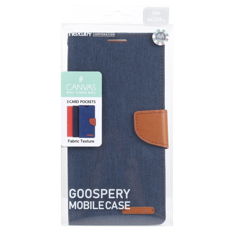 For Samsung Galaxy S24+ 5G GOOSPERY CANVAS DIARY Fabric Texture Flip Leather Phone Case(Navy Blue)
