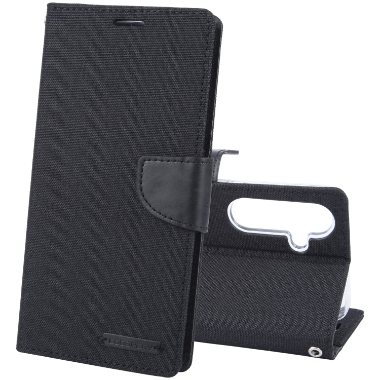 For Samsung Galaxy S24+ 5G GOOSPERY CANVAS DIARY Fabric Texture Flip Leather Phone Case(Black)