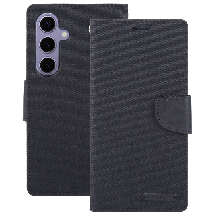 For Samsung Galaxy S24+ 5G GOOSPERY CANVAS DIARY Fabric Texture Flip Leather Phone Case(Black)