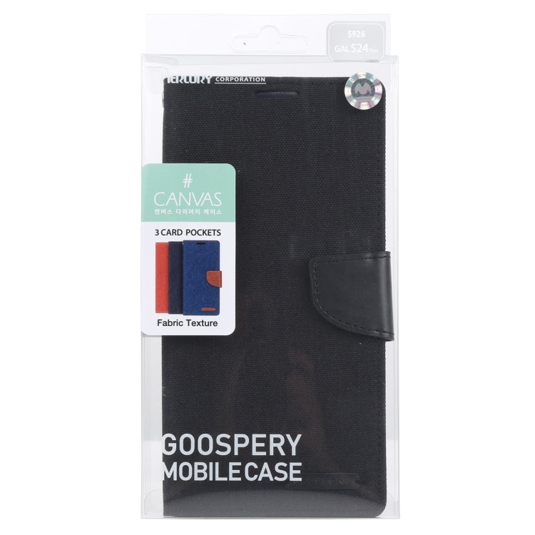 For Samsung Galaxy S24+ 5G GOOSPERY CANVAS DIARY Fabric Texture Flip Leather Phone Case(Black)