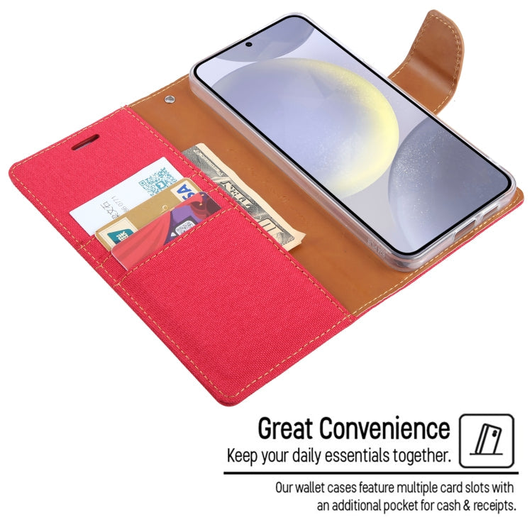 For Samsung Galaxy S24+ 5G GOOSPERY CANVAS DIARY Fabric Texture Flip Leather Phone Case(Red)