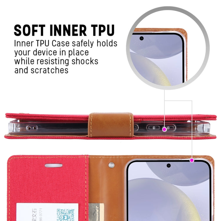 For Samsung Galaxy S24 5G GOOSPERY CANVAS DIARY Fabric Texture Flip Leather Phone Case(Green)