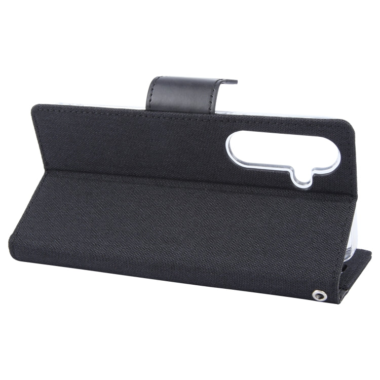 For Samsung Galaxy S24 5G GOOSPERY CANVAS DIARY Fabric Texture Flip Leather Phone Case(Black)