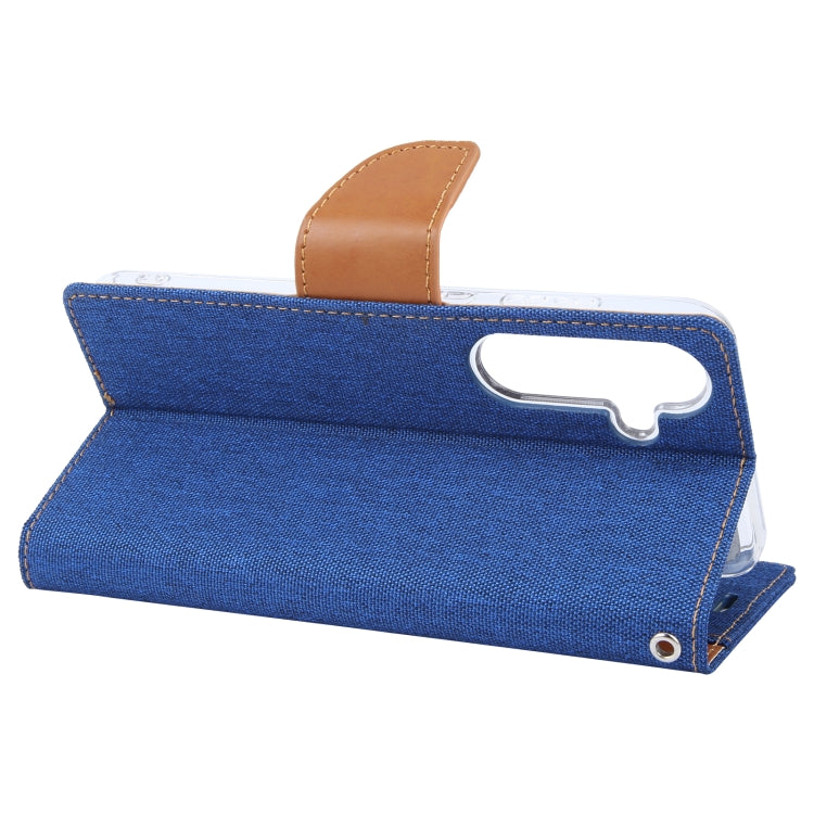 For Samsung Galaxy S24 5G GOOSPERY CANVAS DIARY Fabric Texture Flip Leather Phone Case(Blue)