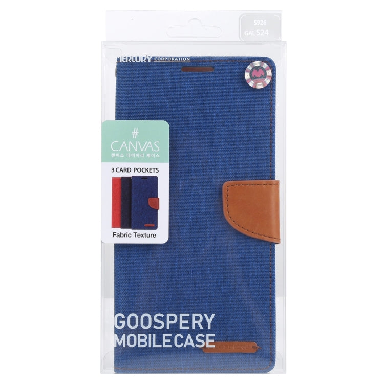 For Samsung Galaxy S24 5G GOOSPERY CANVAS DIARY Fabric Texture Flip Leather Phone Case(Blue)