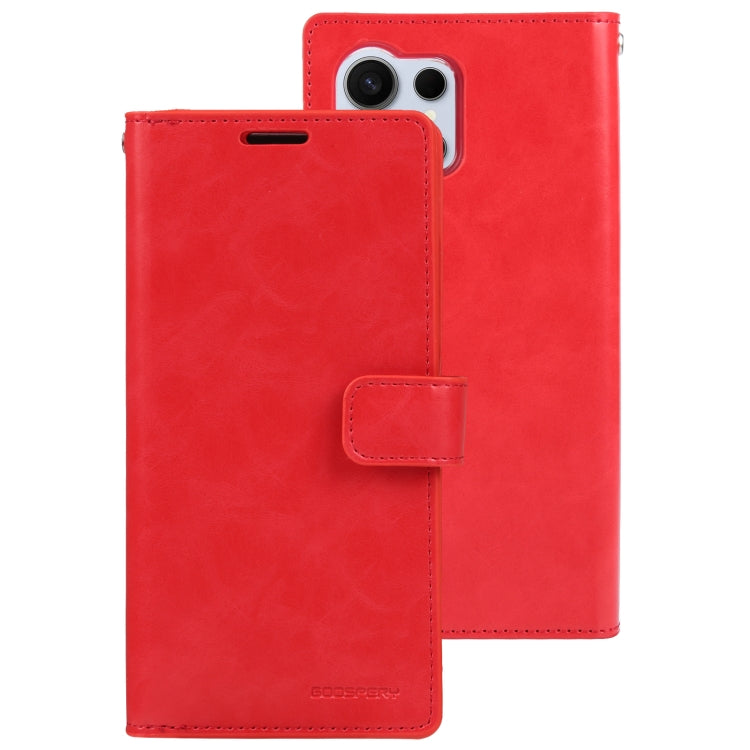 For Samsung Galaxy S24 Ultra 5G GOOSPERY MANSOOR DIARY 9 Card Slots Leather Phone Case(Red)