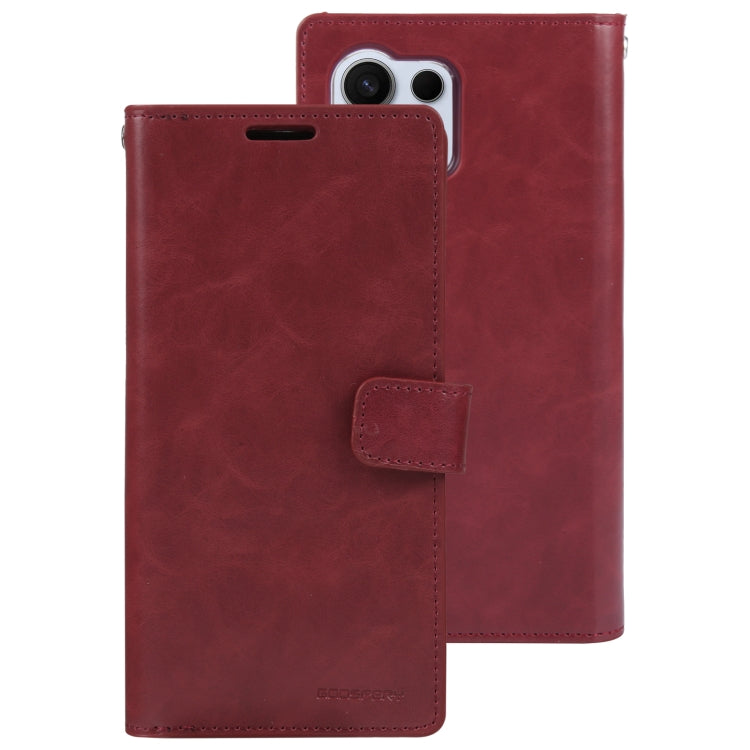 For Samsung Galaxy S24 Ultra 5G GOOSPERY MANSOOR DIARY 9 Card Slots Leather Phone Case(Wine Red)