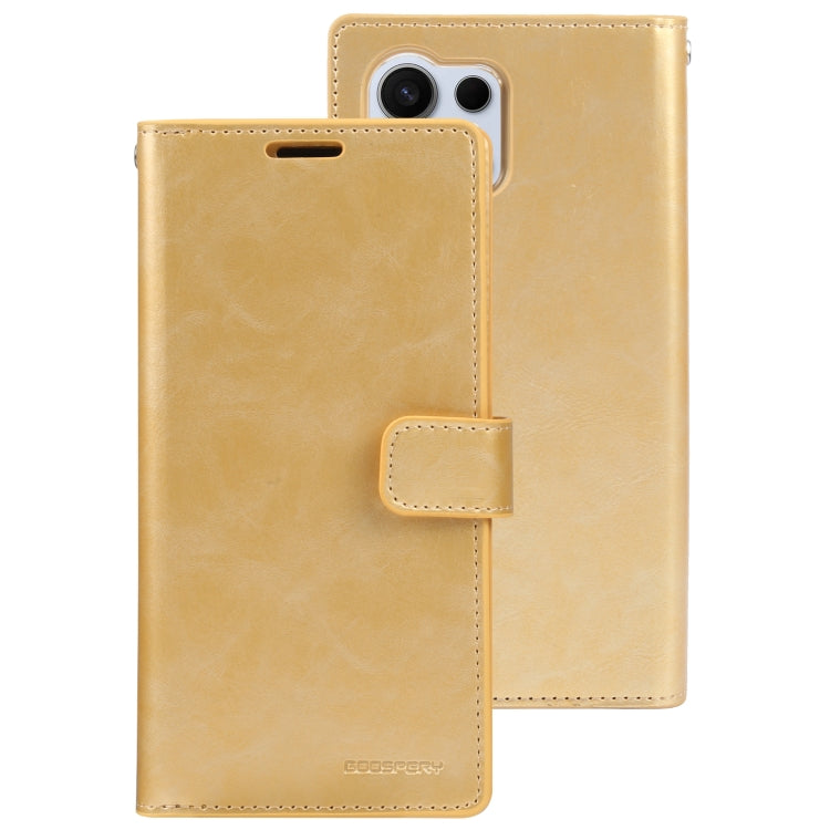 For Samsung Galaxy S24 Ultra 5G GOOSPERY MANSOOR DIARY 9 Card Slots Leather Phone Case(Gold)