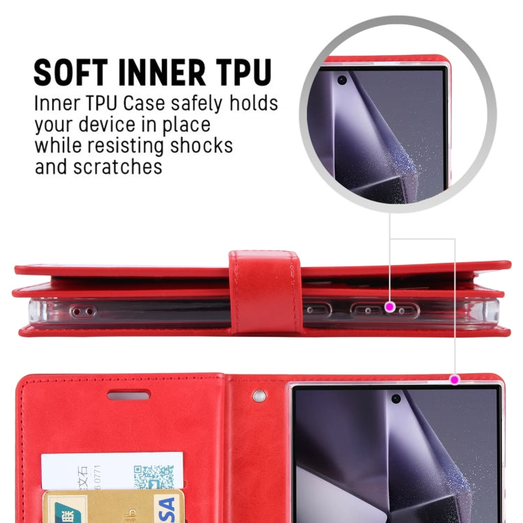 For Samsung Galaxy S24 Ultra 5G GOOSPERY MANSOOR DIARY 9 Card Slots Leather Phone Case(Gold)