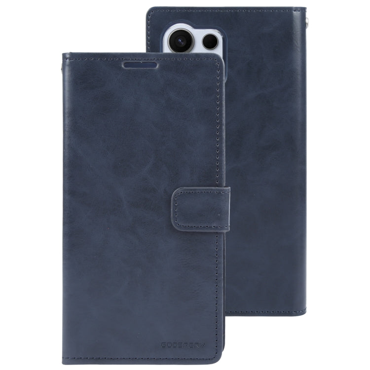 For Samsung Galaxy S24 Ultra 5G GOOSPERY MANSOOR DIARY 9 Card Slots Leather Phone Case(Dark Blue)