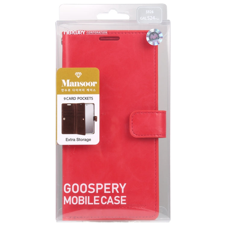 For Samsung Galaxy S24+ 5G GOOSPERY MANSOOR DIARY 9 Card Slots Leather Phone Case(Red)