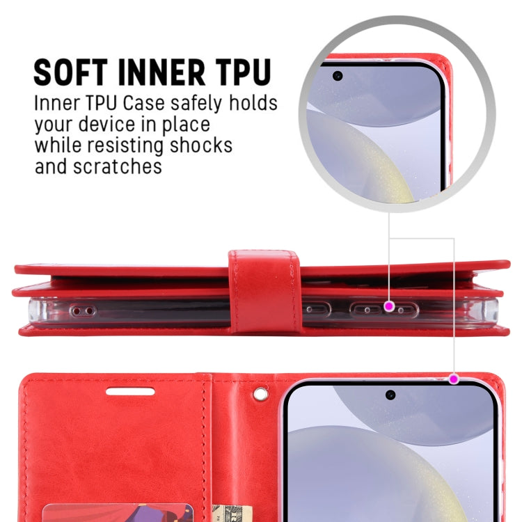 For Samsung Galaxy S24+ 5G GOOSPERY MANSOOR DIARY 9 Card Slots Leather Phone Case(Red)