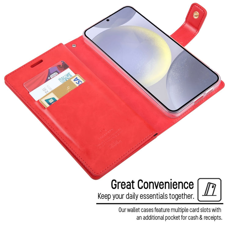 For Samsung Galaxy S24+ 5G GOOSPERY MANSOOR DIARY 9 Card Slots Leather Phone Case(Wine Red)