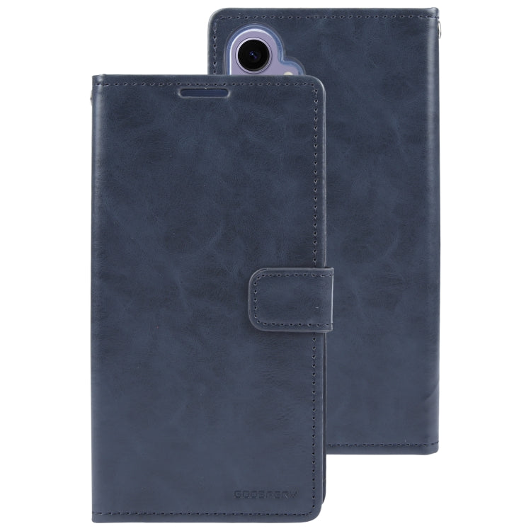 For Samsung Galaxy S24 5G GOOSPERY MANSOOR DIARY 9 Card Slots Leather Phone Case(Dark Blue)