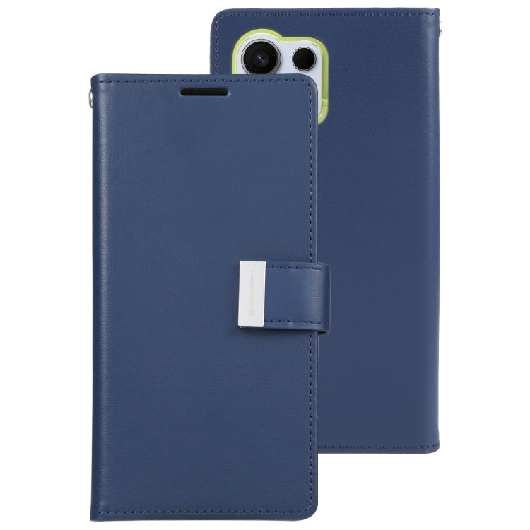 For Samsung Galaxy S24 Ultra 5G GOOSPERY RICH DIARY Crazy Horse Texture Leather Phone Case(Blue)