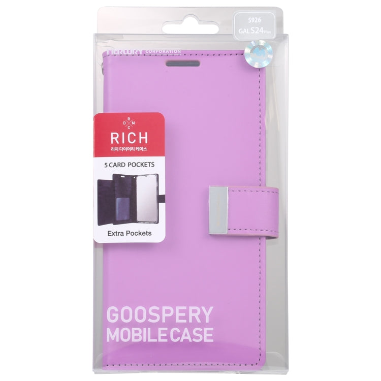 For Samsung Galaxy S24+ 5G GOOSPERY RICH DIARY Crazy Horse Texture Leather Phone Case(Purple)