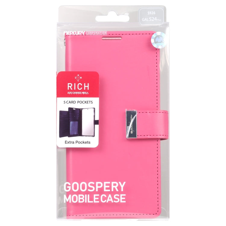 For Samsung Galaxy S24+ 5G GOOSPERY RICH DIARY Crazy Horse Texture Leather Phone Case(Rose Red)