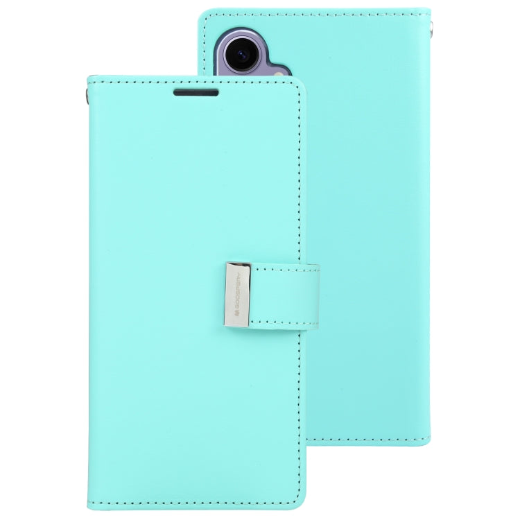For Samsung Galaxy S24+ 5G GOOSPERY RICH DIARY Crazy Horse Texture Leather Phone Case(Mint Green)