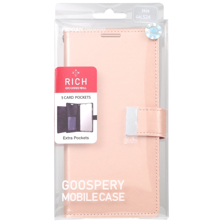 For Samsung Galaxy S24 5G GOOSPERY RICH DIARY Crazy Horse Texture Leather Phone Case(Rose Gold)