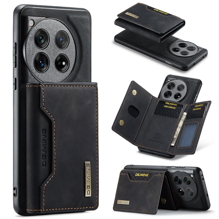 For OnePlus 12 DG.MING M2 Series 3-Fold Multi Card Bag + Magnetic Phone Case(Black)