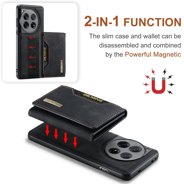 For OnePlus 12 DG.MING M2 Series 3-Fold Multi Card Bag + Magnetic Phone Case(Black)
