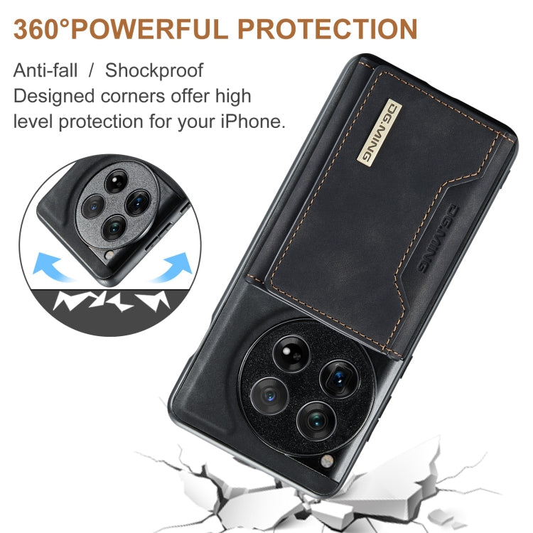 For OnePlus 12 DG.MING M2 Series 3-Fold Multi Card Bag + Magnetic Phone Case(Black)
