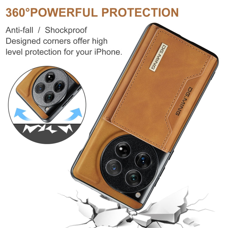 For OnePlus 12 DG.MING M2 Series 3-Fold Multi Card Bag + Magnetic Phone Case(Brown)