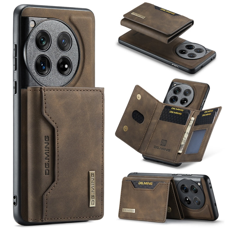 For OnePlus 12 DG.MING M2 Series 3-Fold Multi Card Bag + Magnetic Phone Case(Coffee)