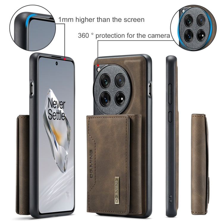 For OnePlus 12 DG.MING M2 Series 3-Fold Multi Card Bag + Magnetic Phone Case(Coffee)