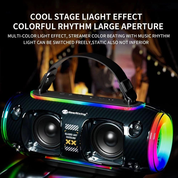 New Rixing NR8806 Portable Outdoor Wireless Bluetooth Speaker RGB Colorful Subwoofer, Style:Single Mic(Black)