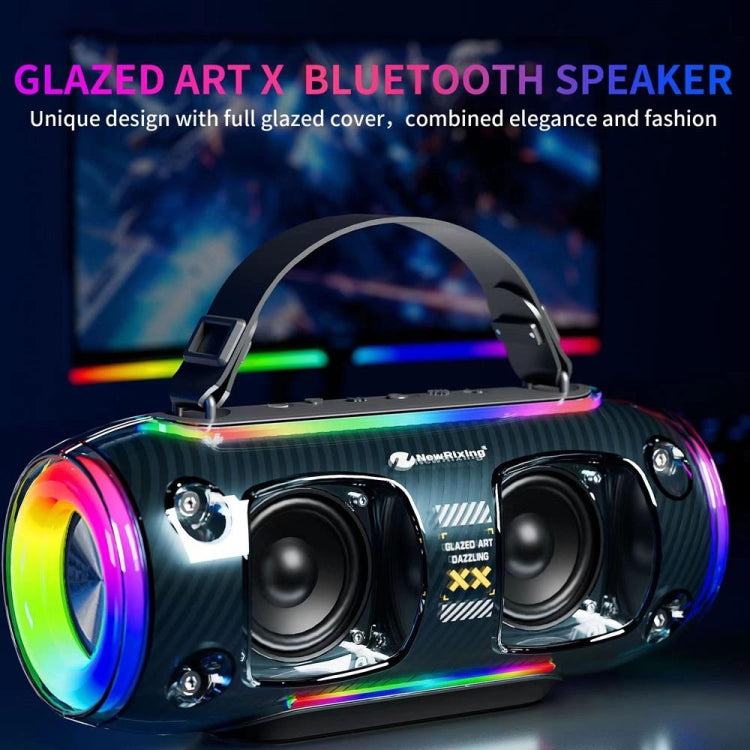 New Rixing NR8806 Portable Outdoor Wireless Bluetooth Speaker RGB Colorful Subwoofer, Style:Dual Mic(Blue)