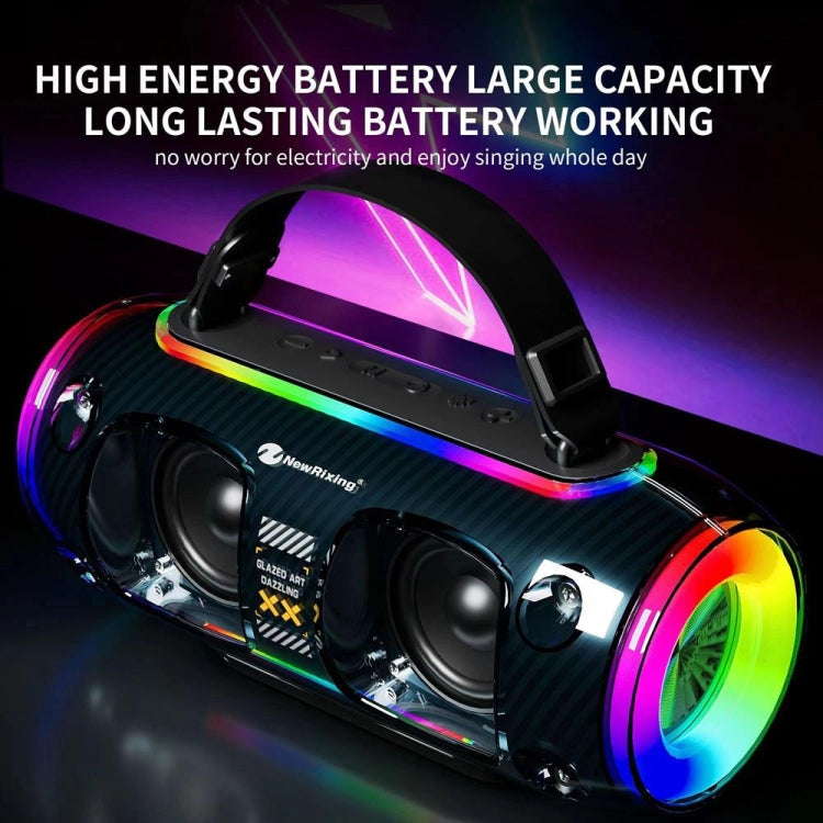 New Rixing NR8806 Portable Outdoor Wireless Bluetooth Speaker RGB Colorful Subwoofer, Style:Single Mic(Blue)