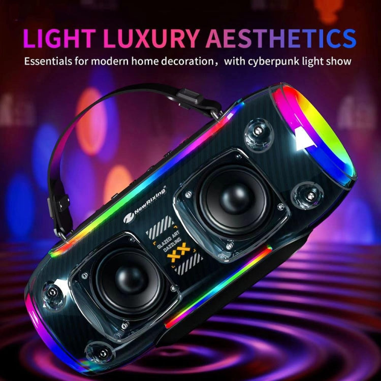 New Rixing NR8806 Portable Outdoor Wireless Bluetooth Speaker RGB Colorful Subwoofer, Style:Dual Mic(Black)
