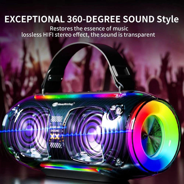 New Rixing NR8806 Portable Outdoor Wireless Bluetooth Speaker RGB Colorful Subwoofer, Style:Single Mic(Black)