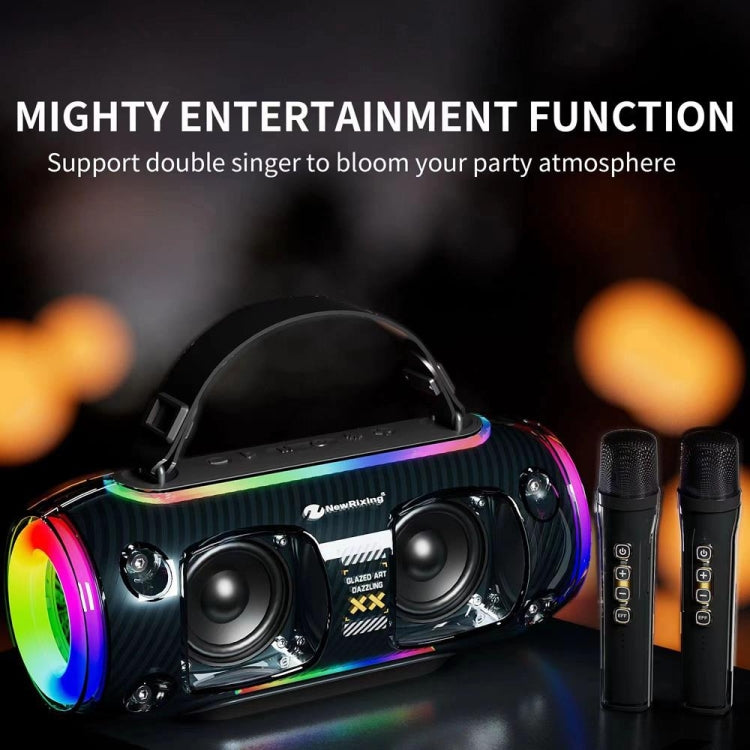 New Rixing NR8806 Portable Outdoor Wireless Bluetooth Speaker RGB Colorful Subwoofer, Style:Single Mic(Blue)