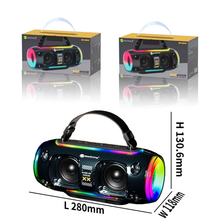 New Rixing NR8806 Portable Outdoor Wireless Bluetooth Speaker RGB Colorful Subwoofer, Style:Single Mic(Black)