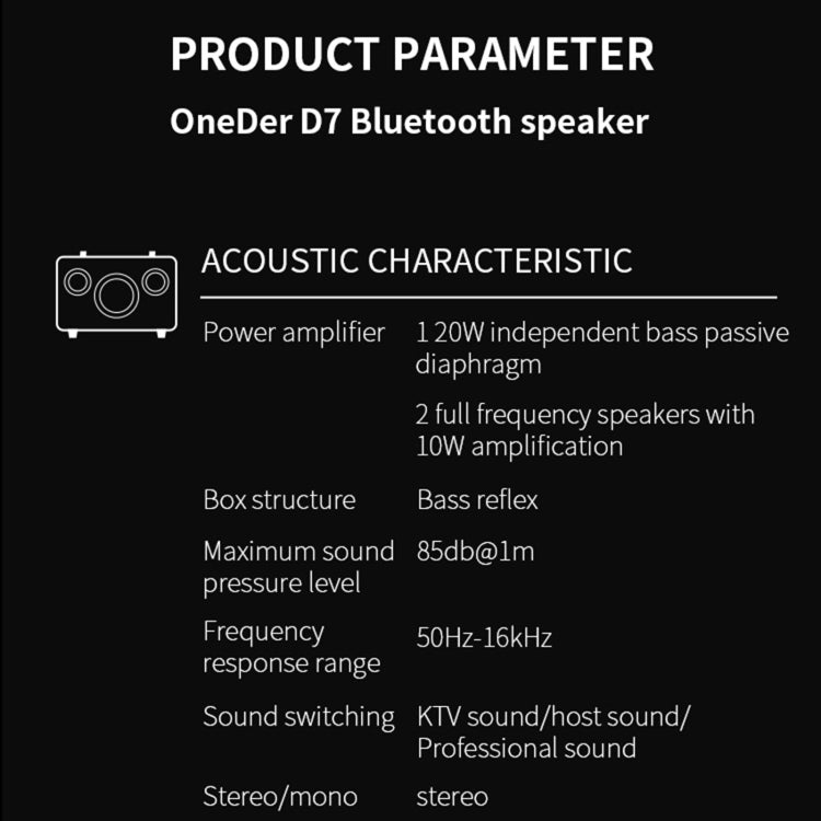 Oneder D7 Bluetooth Speaker Outdoor Karaoke Wireless Speakers With Two Mic(Cyan)
