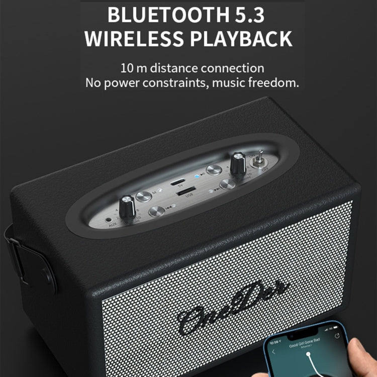 Oneder D7 Bluetooth Speaker Outdoor Karaoke Wireless Speakers With Two Mic(Brown)