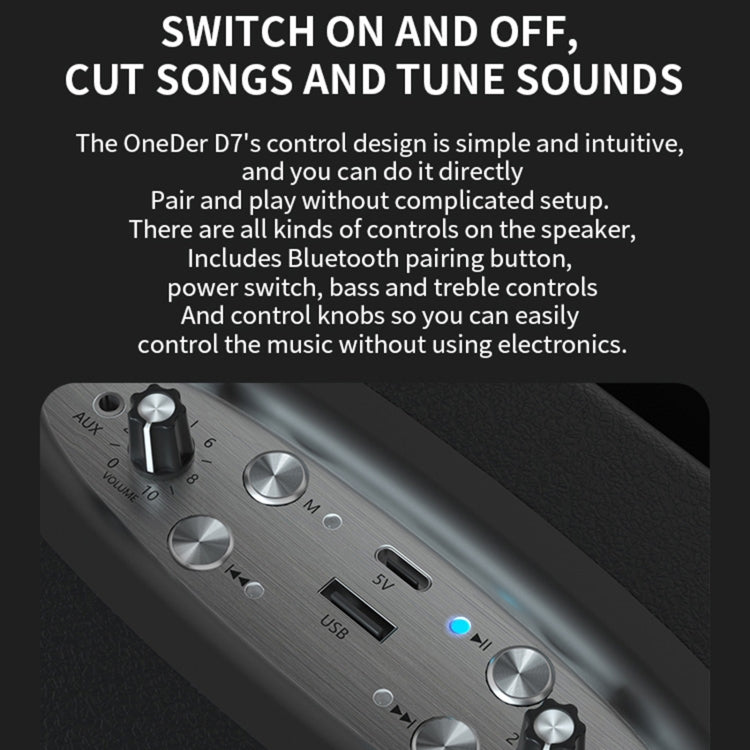 Oneder D7 Bluetooth Speaker Outdoor Karaoke Wireless Speakers With Two Mic(Brown)