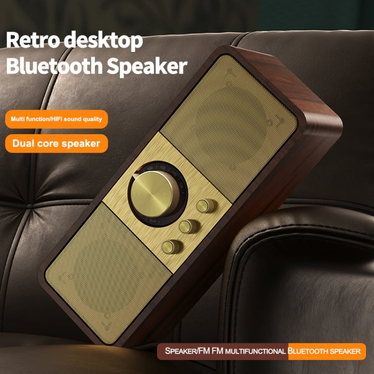 OneDer JY82 Wooden Retro Styling Wireless Speaker HIFI Classic FM Radio Support TF / U-Disk / AUX(Leather Green)