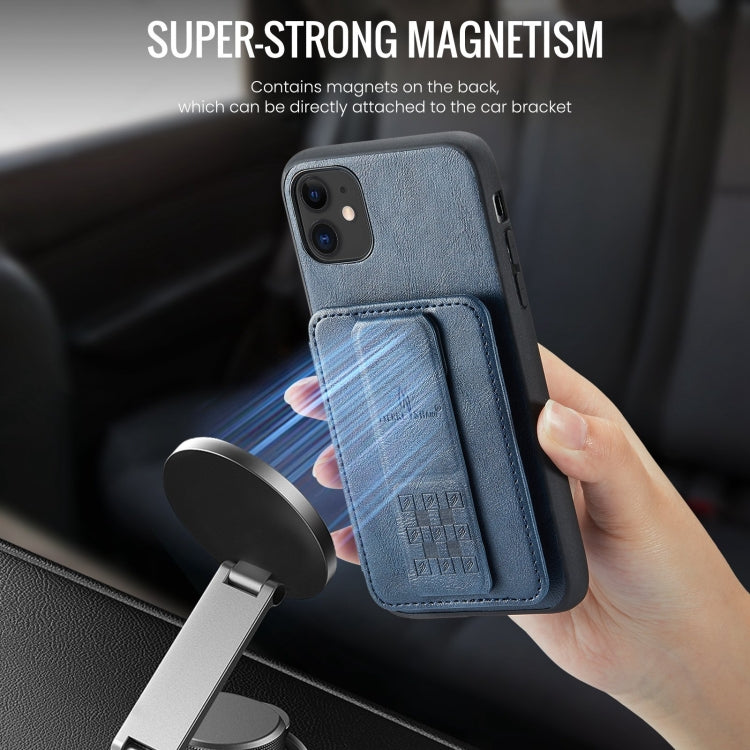 For iPhone 11 Pro Fierre Shann Oil Wax Cow Leather Card Holder Back Phone Case(Green)