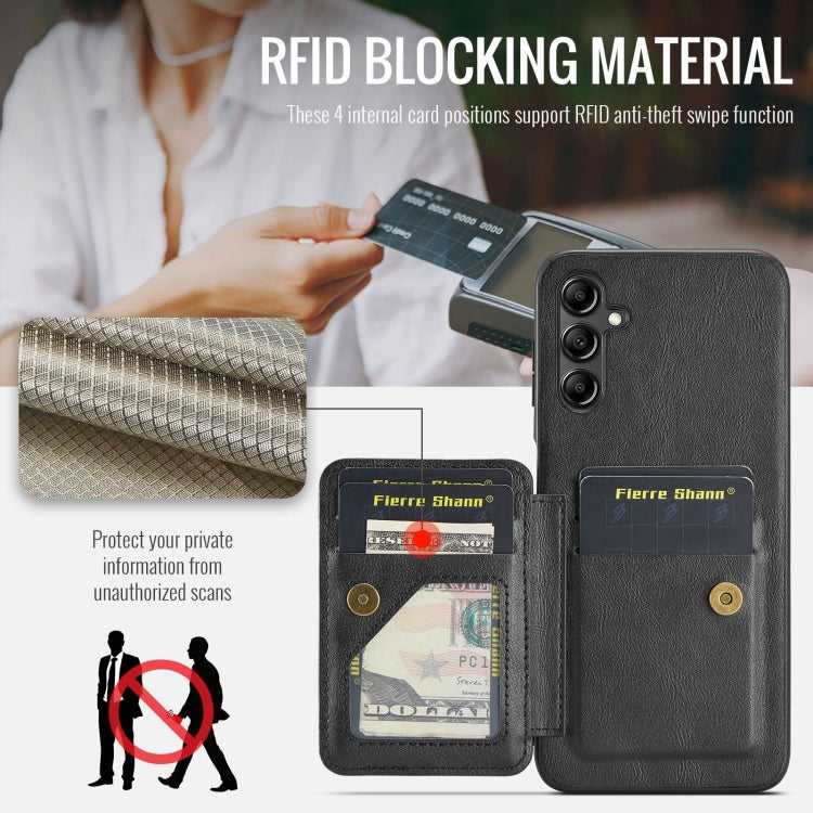 For Samsung Galaxy A13 5G Fierre Shann Oil Wax Cow Leather Card Holder Back Phone Case(Black)