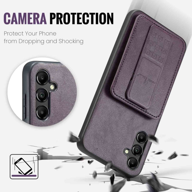 For Samsung Galaxy A13 5G Fierre Shann Oil Wax Cow Leather Card Holder Back Phone Case(Purple)
