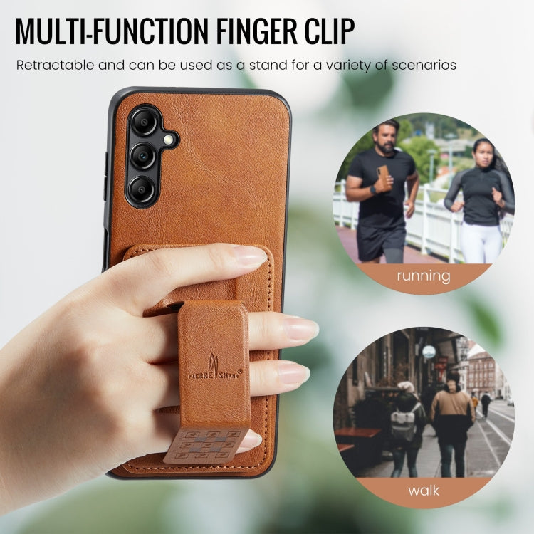 For Samsung Galaxy A13 5G Fierre Shann Oil Wax Cow Leather Card Holder Back Phone Case(Brown)