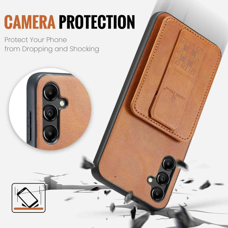 For Samsung Galaxy A13 5G Fierre Shann Oil Wax Cow Leather Card Holder Back Phone Case(Brown)