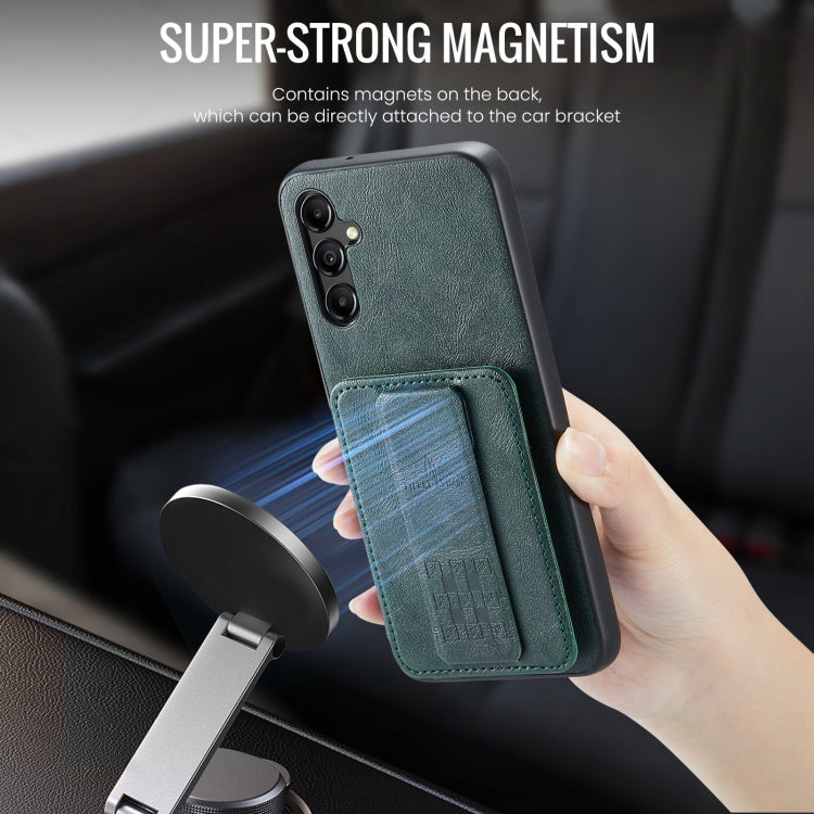 For Samsung Galaxy A14 5G Fierre Shann Oil Wax Cow Leather Card Holder Back Phone Case(Green)