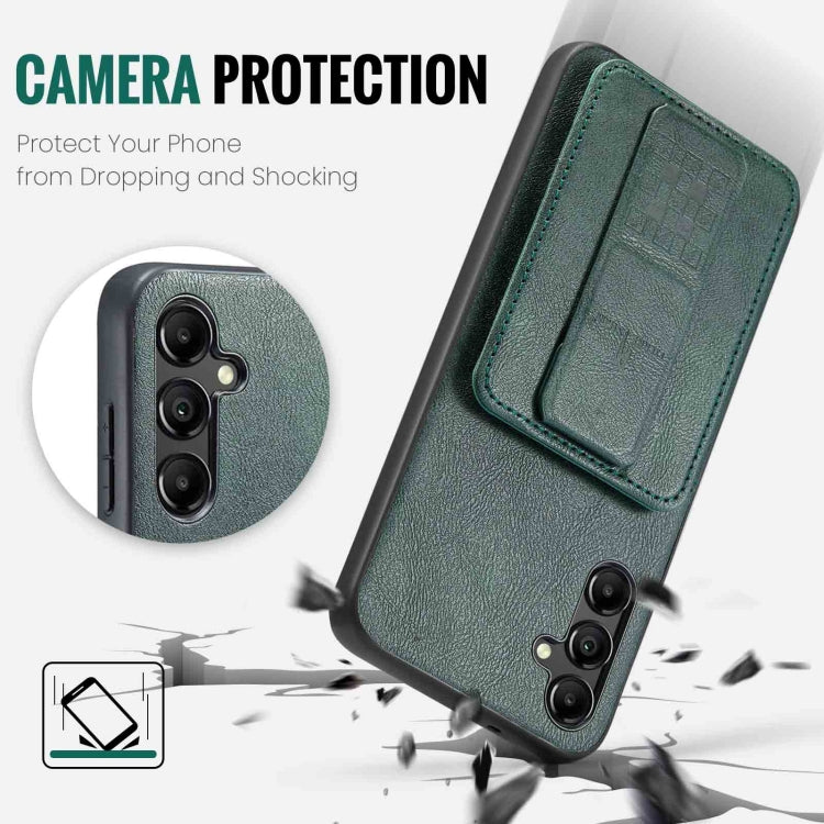For Samsung Galaxy A14 5G Fierre Shann Oil Wax Cow Leather Card Holder Back Phone Case(Green)