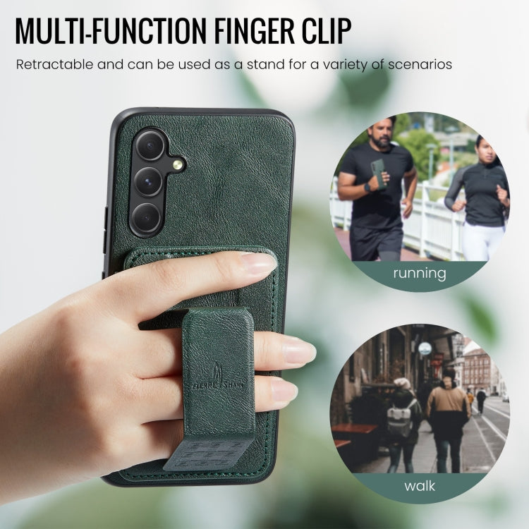 For Samsung Galaxy A24 5G Fierre Shann Oil Wax Cow Leather Card Holder Back Phone Case(Green)