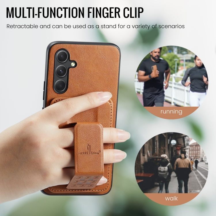 For Samsung Galaxy A24 5G Fierre Shann Oil Wax Cow Leather Card Holder Back Phone Case(Brown)